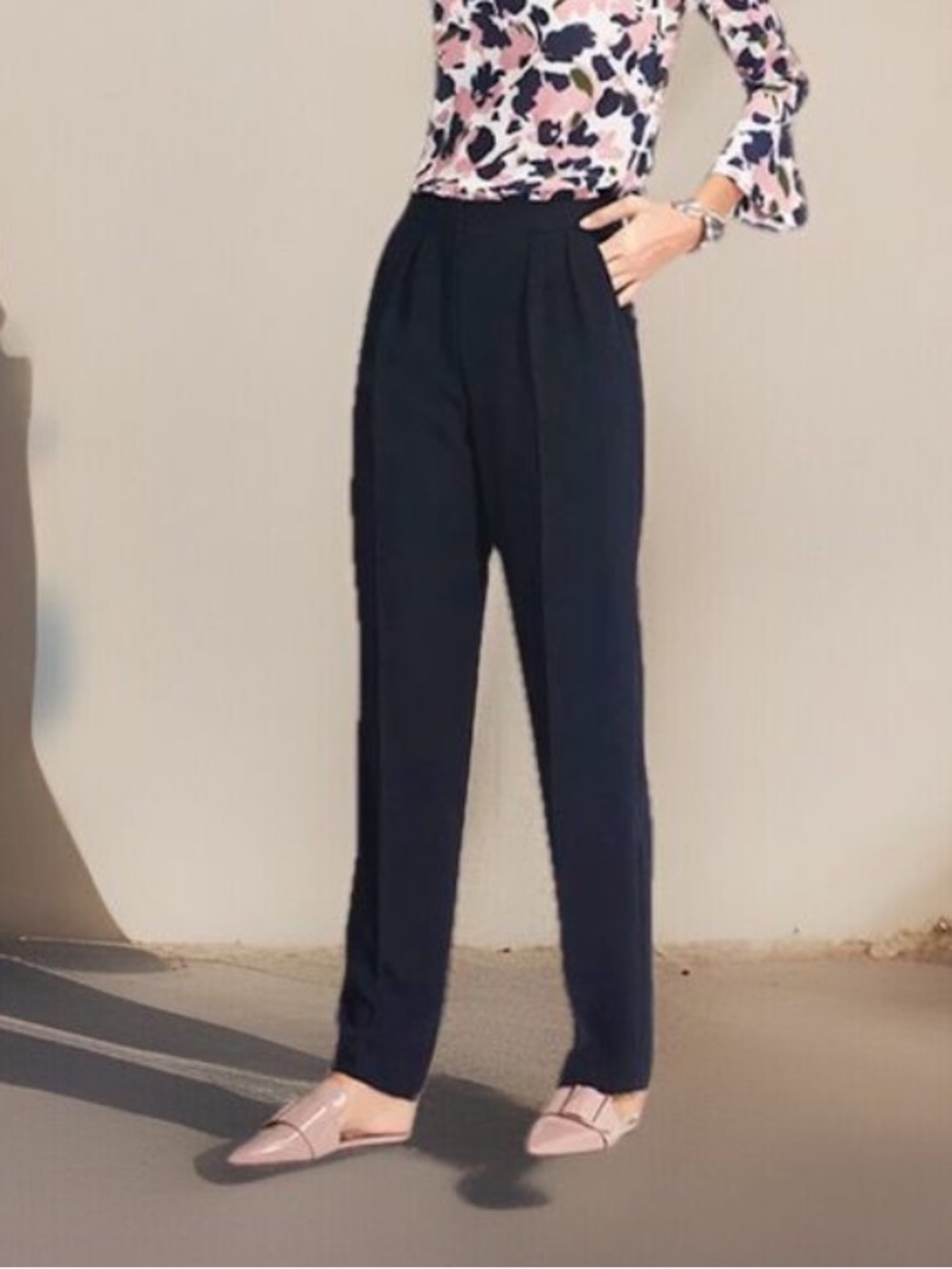 The Fold London Clever Crepe Le Marais Black Wide Leg Trouser Pants US 6 UK 10